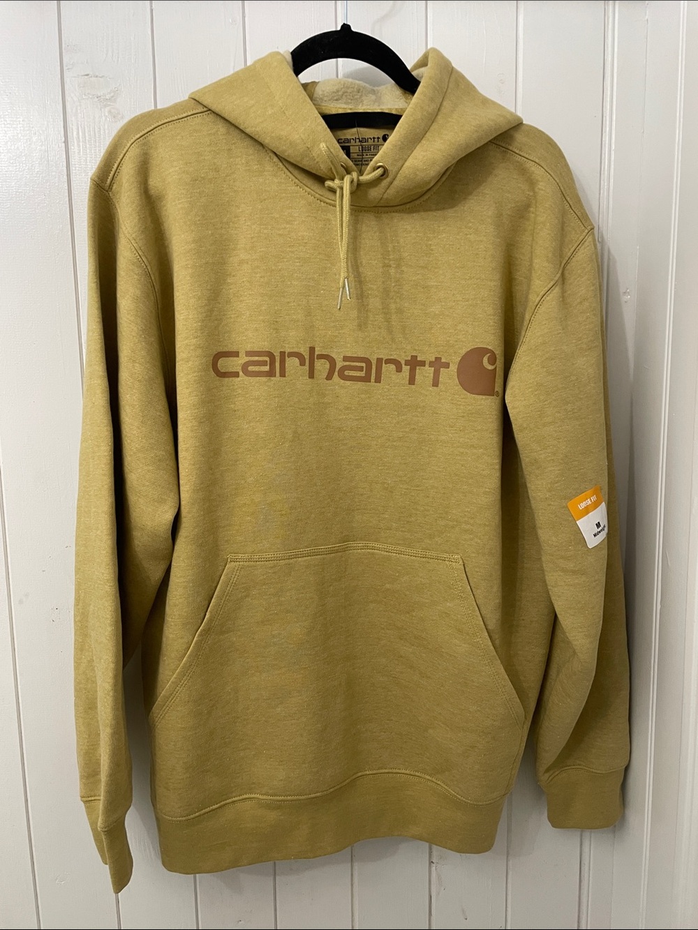 NWT Carhartt Loose Fit Midweight Logo Graphic Hoodie Beach Heather M